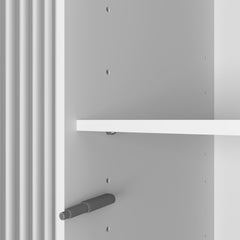 4 Doors Wardrobe Closet with Mirror, LED Wardrobe with Doors and 2 Drawers, Wooden Wardrobe Storage Cabinet with Hanging Rod, Adjustable Shelves, White