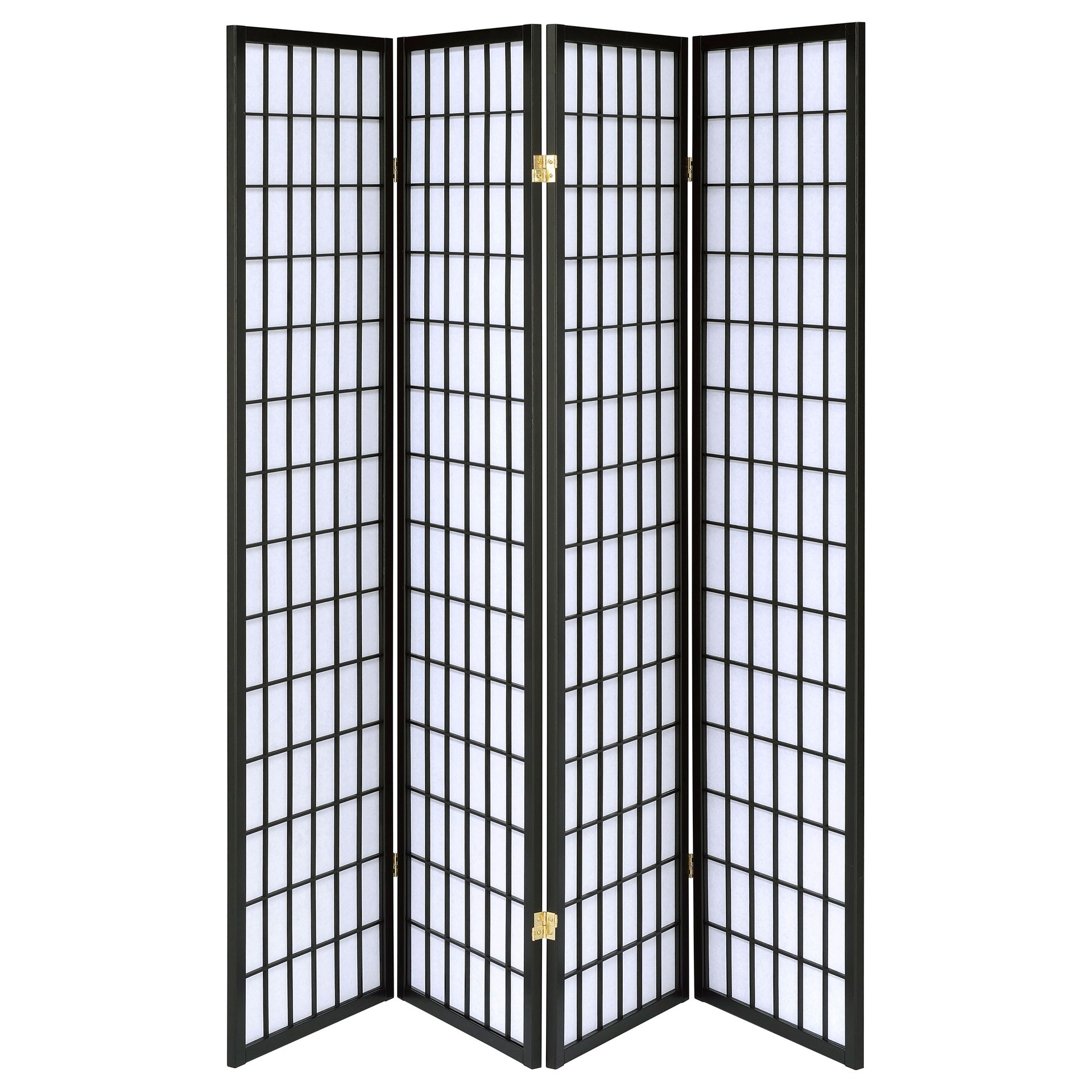 Sartre Black 4-Panel Room Divider Folding Shoji Screen