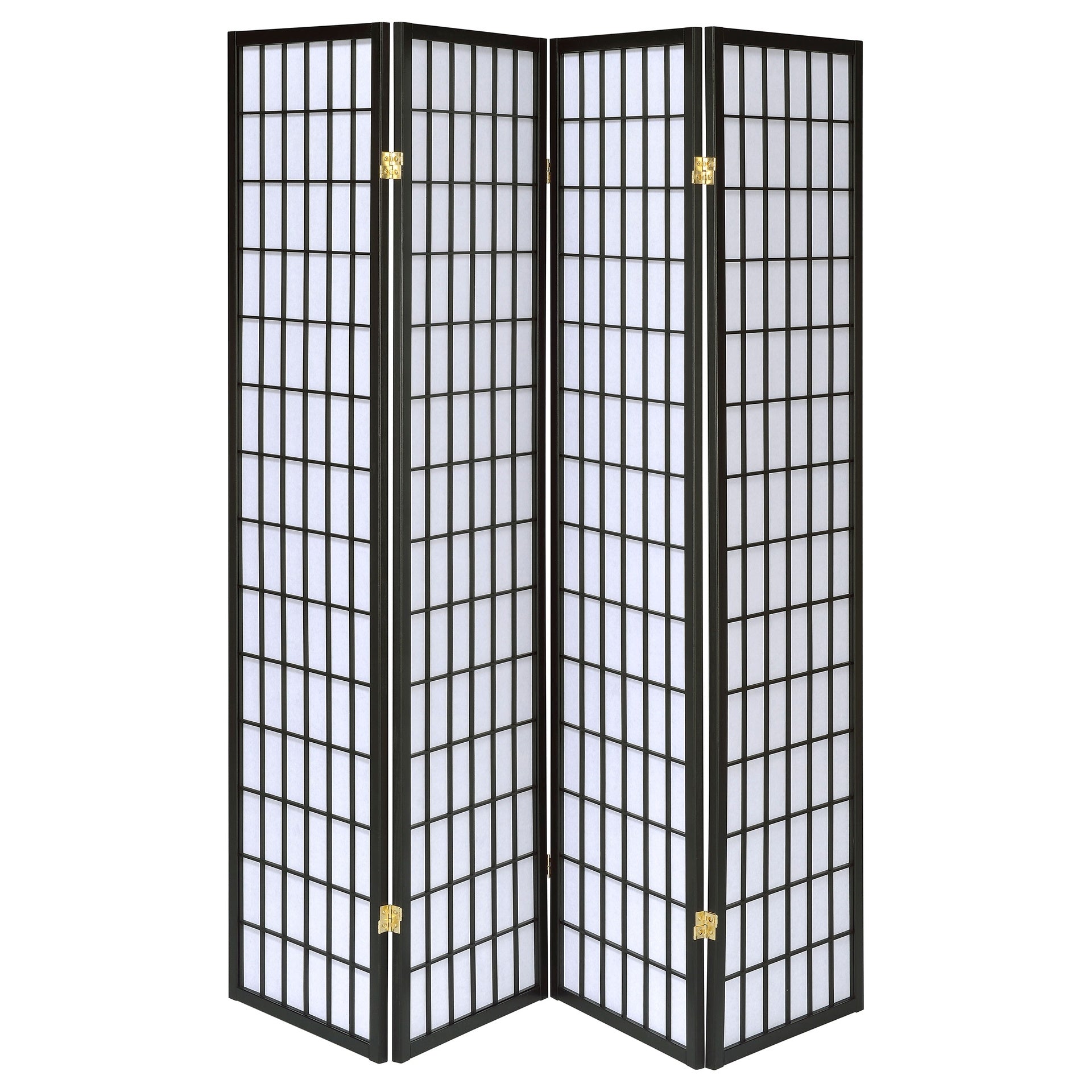 Sartre Black 4-Panel Room Divider Folding Shoji Screen