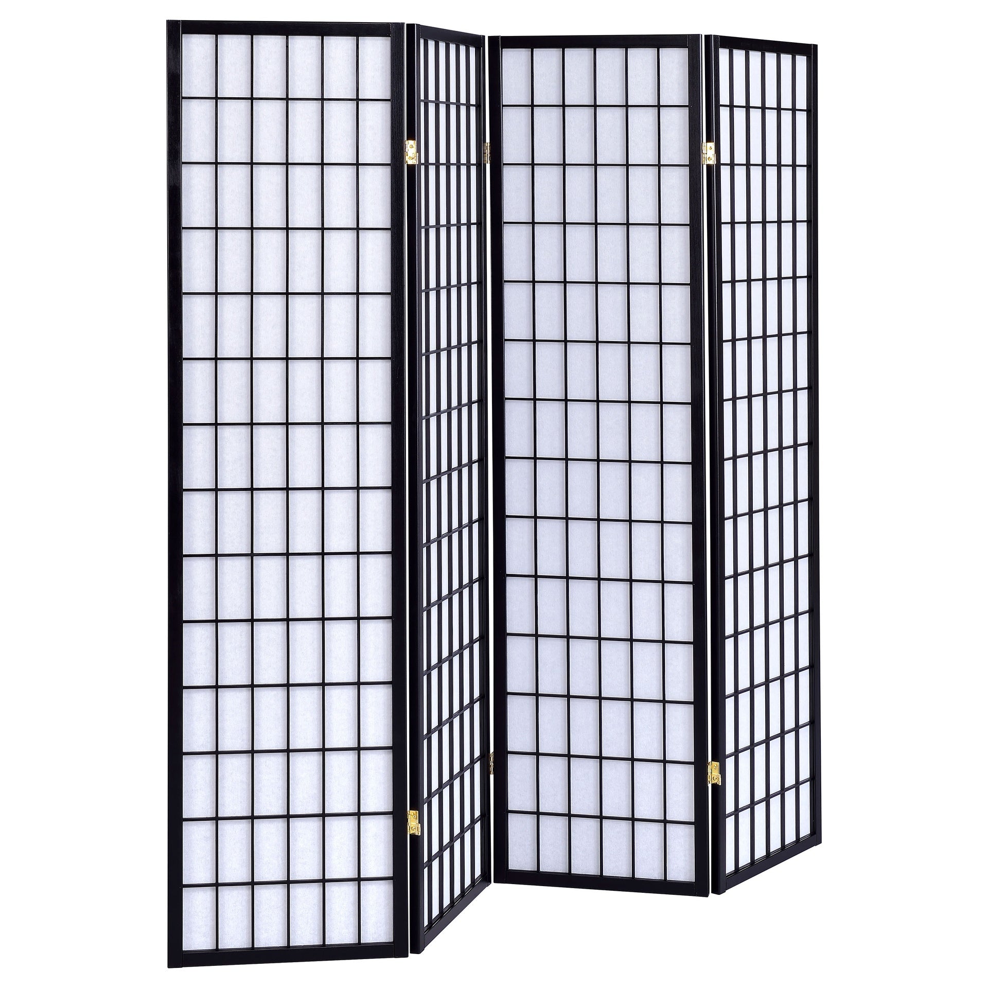 Sartre Black 4-Panel Room Divider Folding Shoji Screen