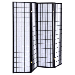 Sartre Black 4-Panel Room Divider Folding Shoji Screen