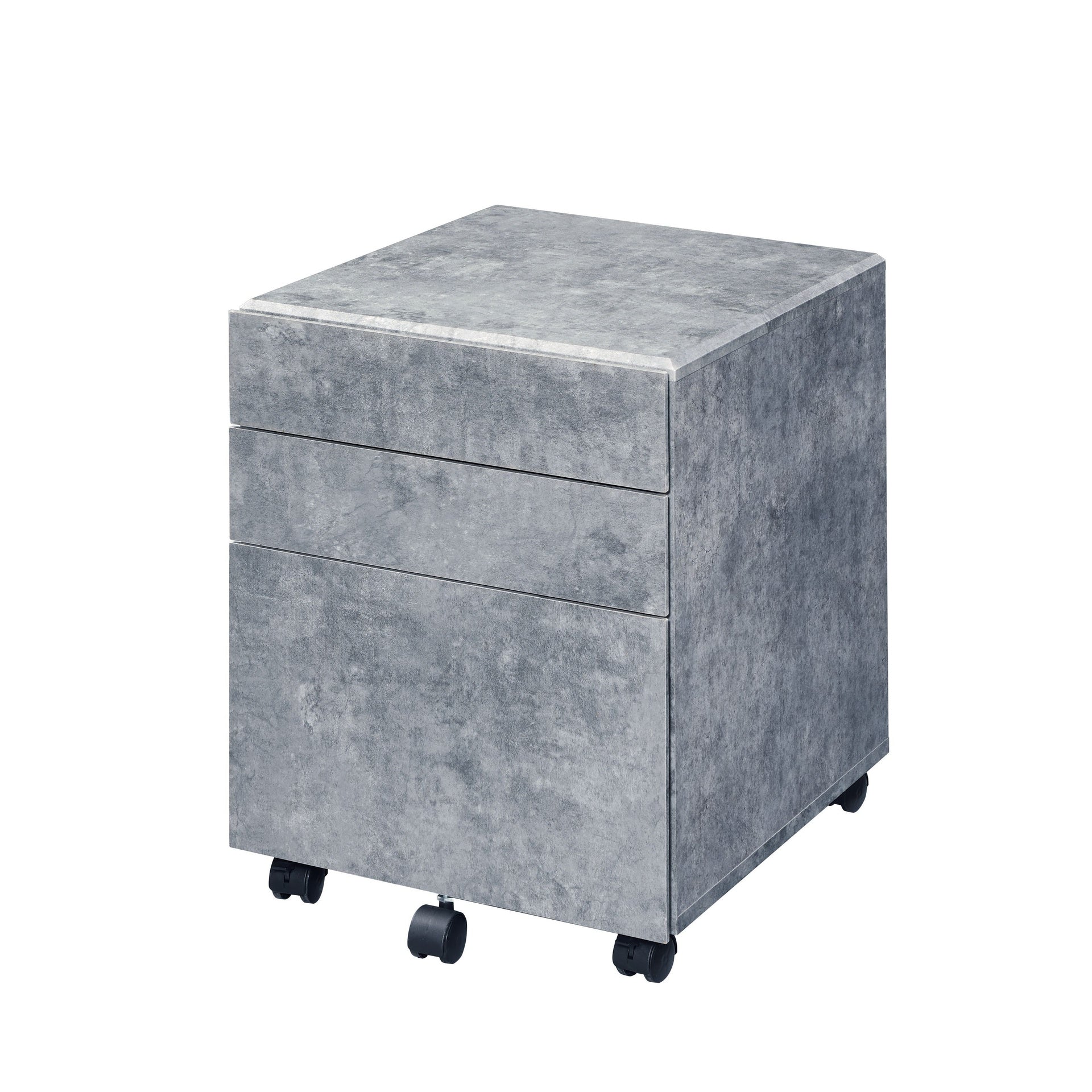 3-Drawers Storage File Cabinet with Caster Wheels Wooden Frame 1pc Home Office Furniture