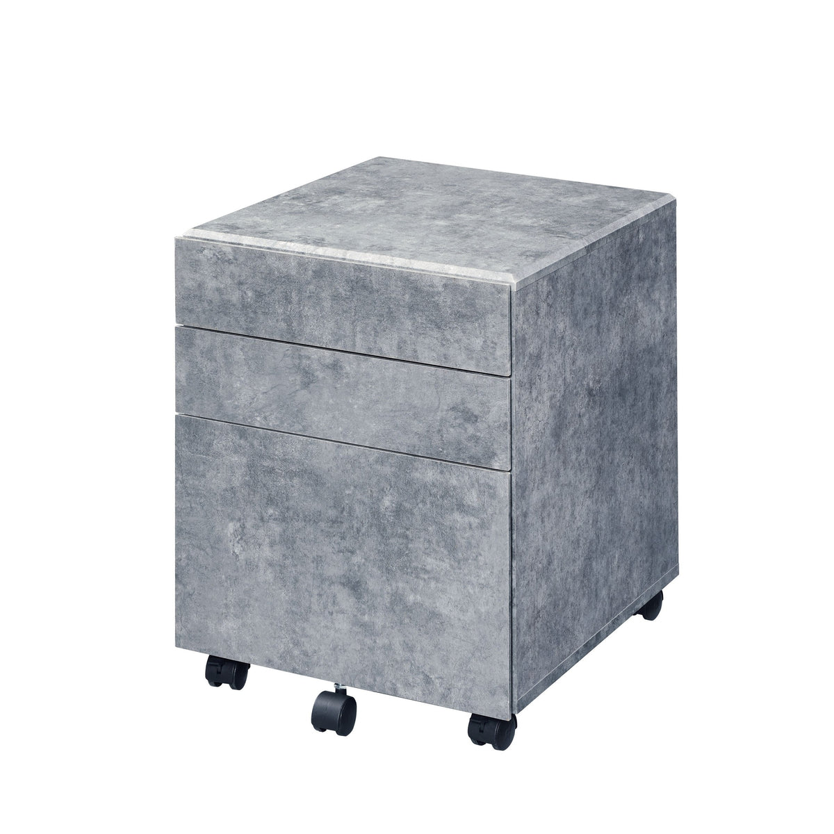 3-Drawers Storage File Cabinet with Caster Wheels Wooden Frame 1pc Home Office Furniture