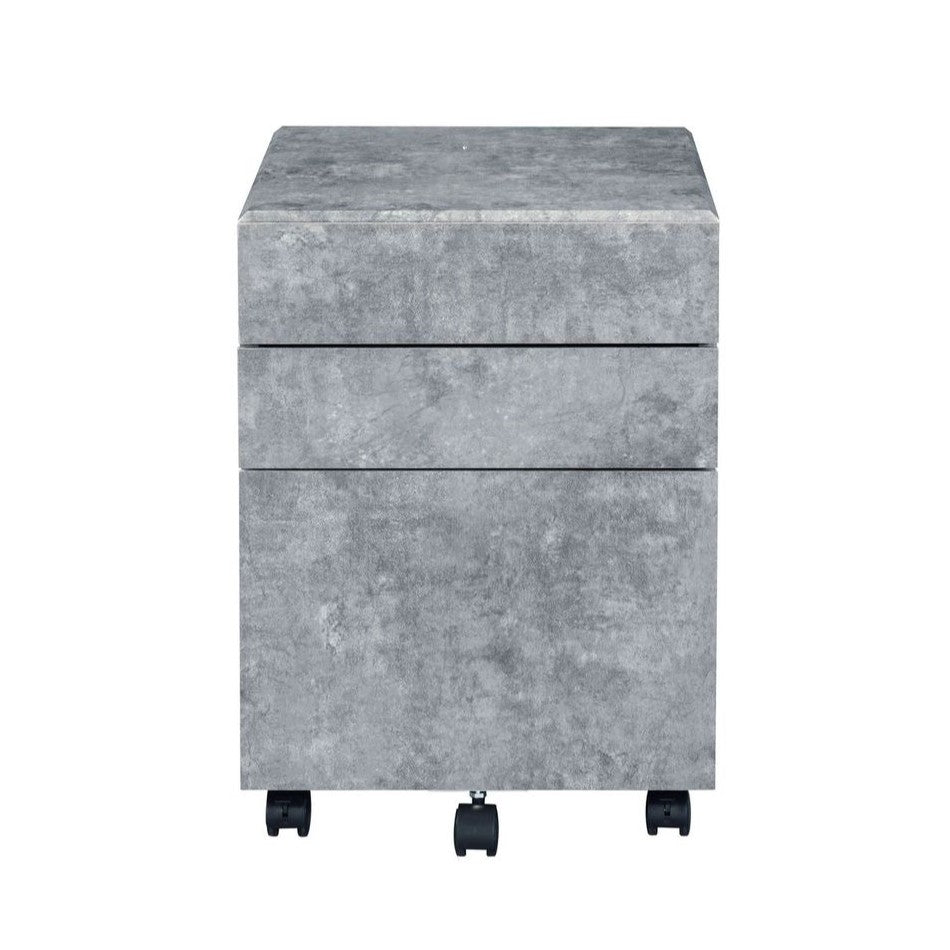 3-Drawers Storage File Cabinet with Caster Wheels Wooden Frame 1pc Home Office Furniture