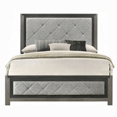 Modern Transitional Gray Finish 1pc King Size Panel Bed Tufted Headboard Footboard Wooden Bedroom Furniture