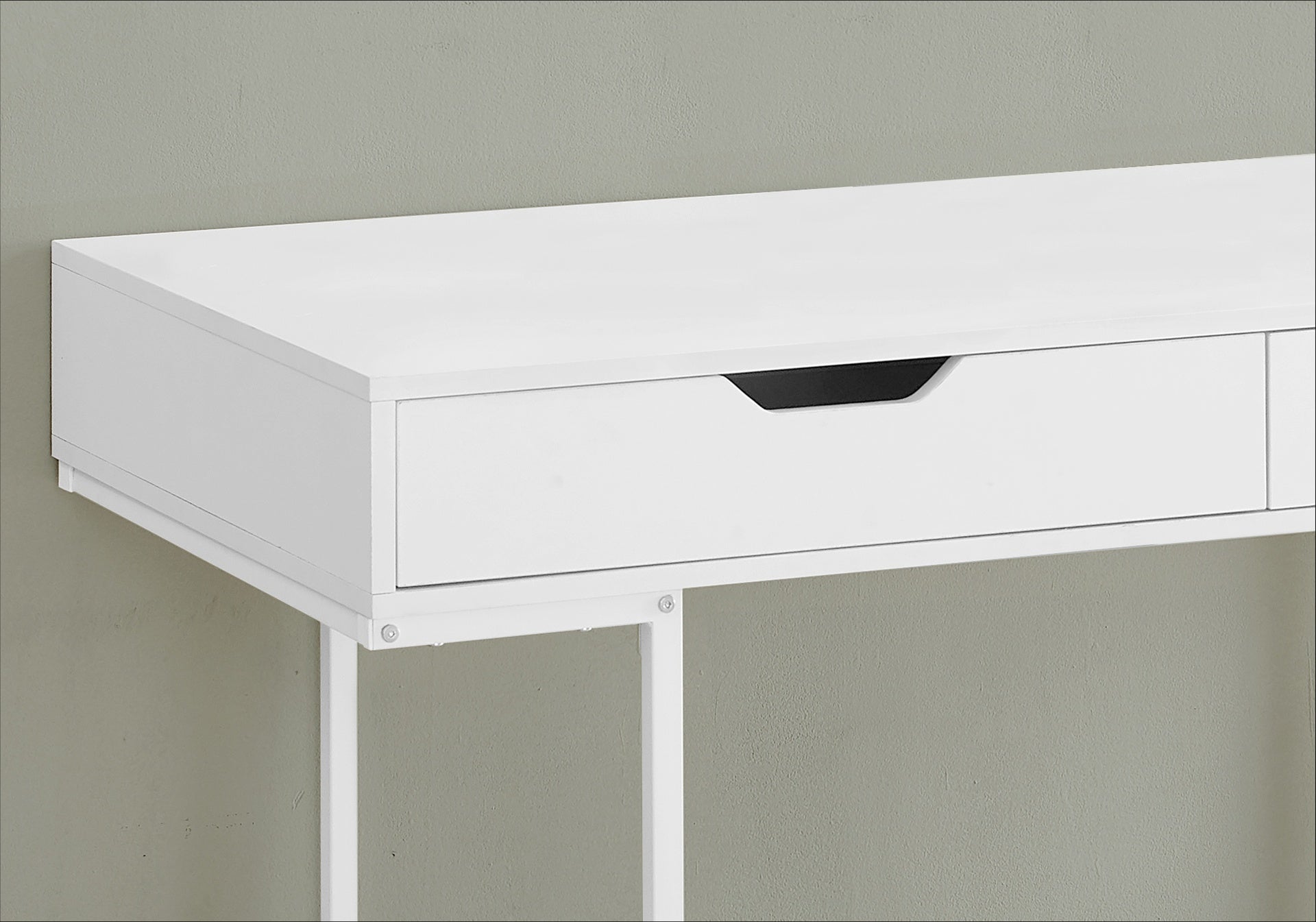 Computer Desk, Home Office, Laptop, Storage Drawers, 48"l, Work, White Laminate, White Metal, Contemporary, Modern