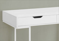 Computer Desk, Home Office, Laptop, Storage Drawers, 48"l, Work, White Laminate, White Metal, Contemporary, Modern