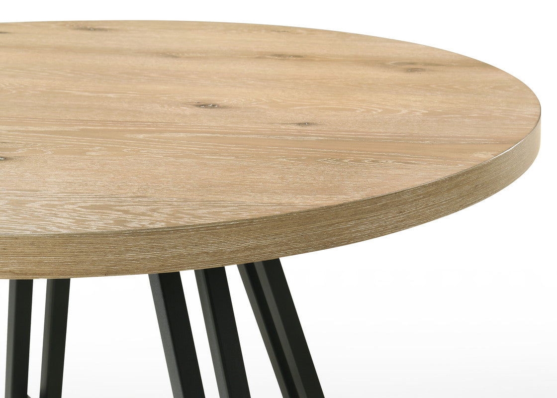 Tiziano Oak Finish 47" Round Dining Table with Metal Base