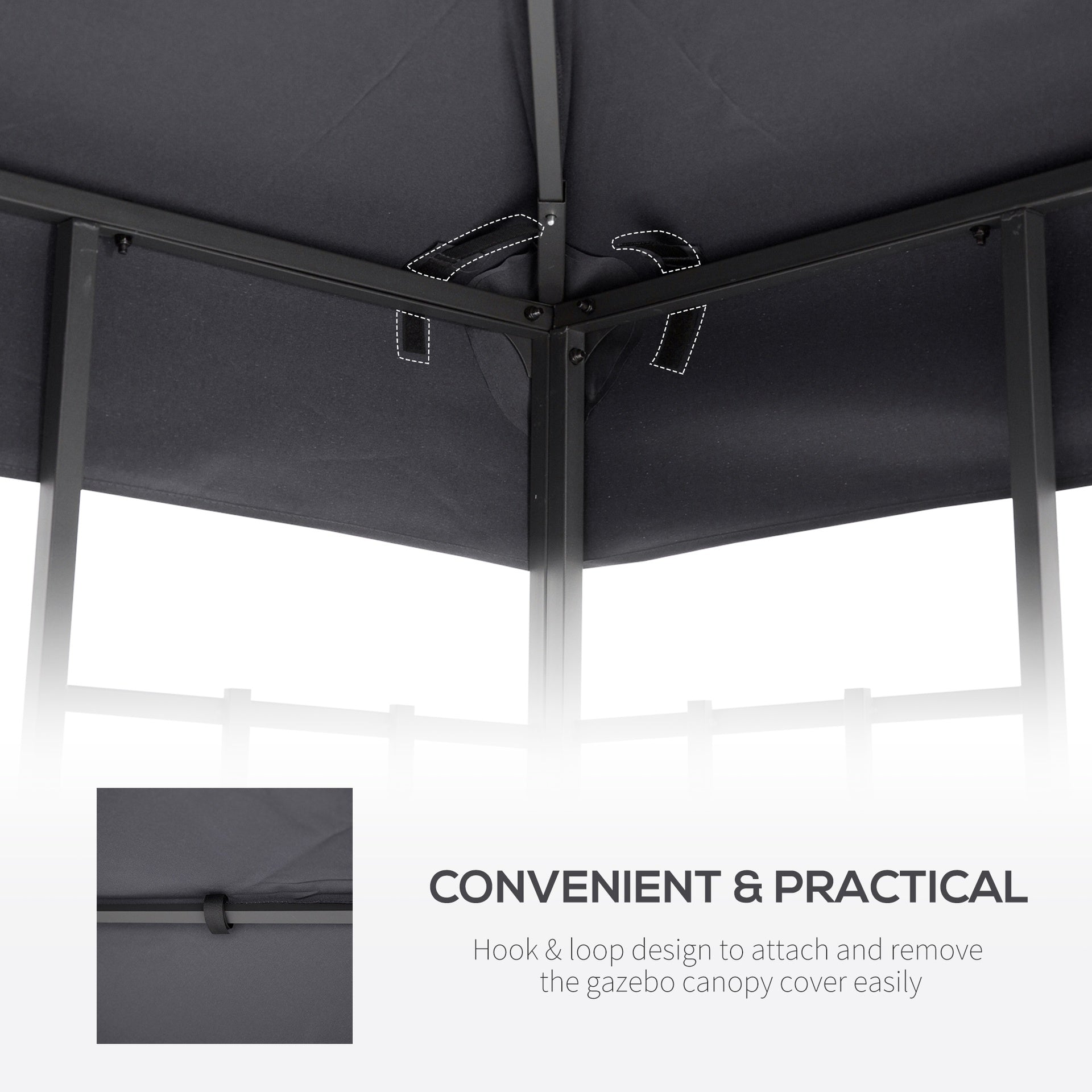 Outsunny 9.8' x 9.8' Gazebo Replacement Canopy, 2-Tier Top UV Cover for 9.84' x 9.84' Outdoor Gazebo, Dark Gray (TOP ONLY)