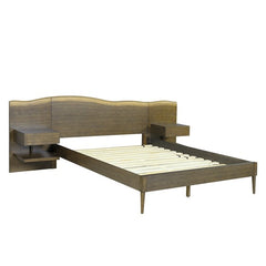 Platform Bed frame with Live-Edge Headboard and Built-in Nightstands/Drawers