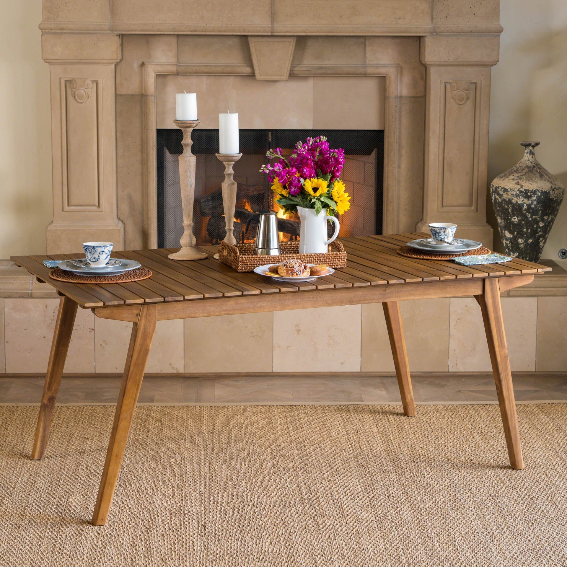 Outdoor 69" Solid Wood Dining Table