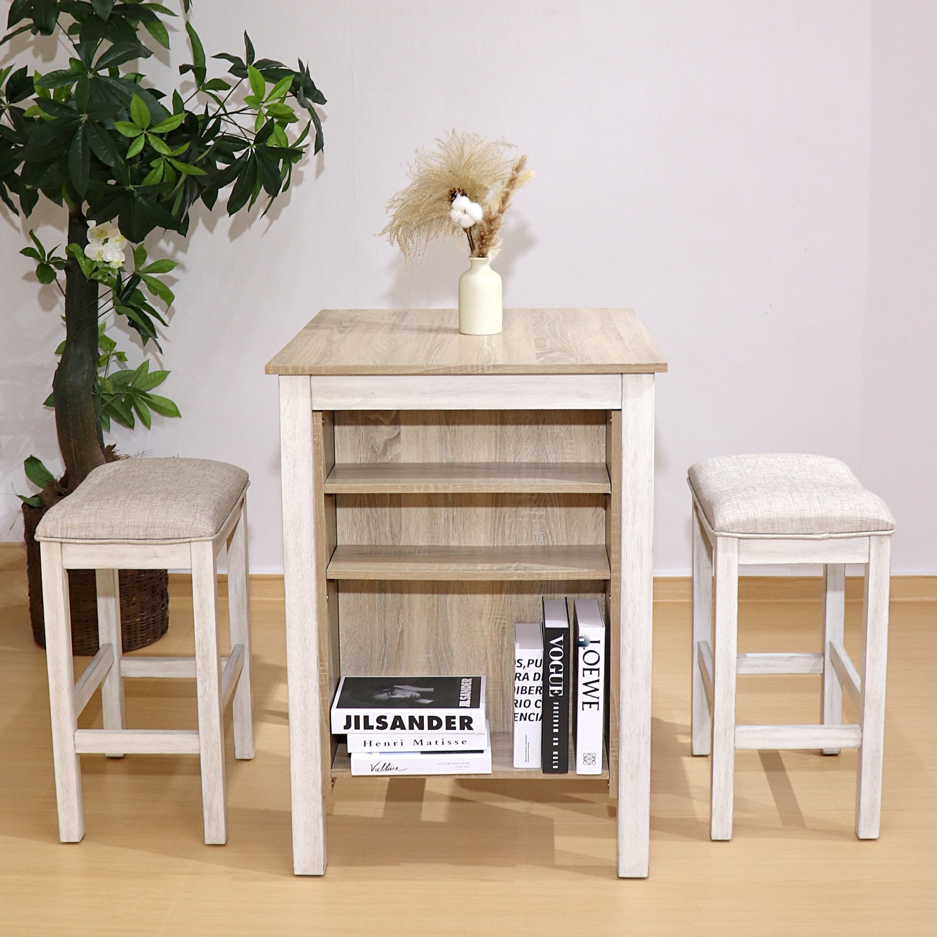 3 Pieces Counter Set Storage Space For Small Space Modern Farmhouse Design Retro Design Easy to Assembly