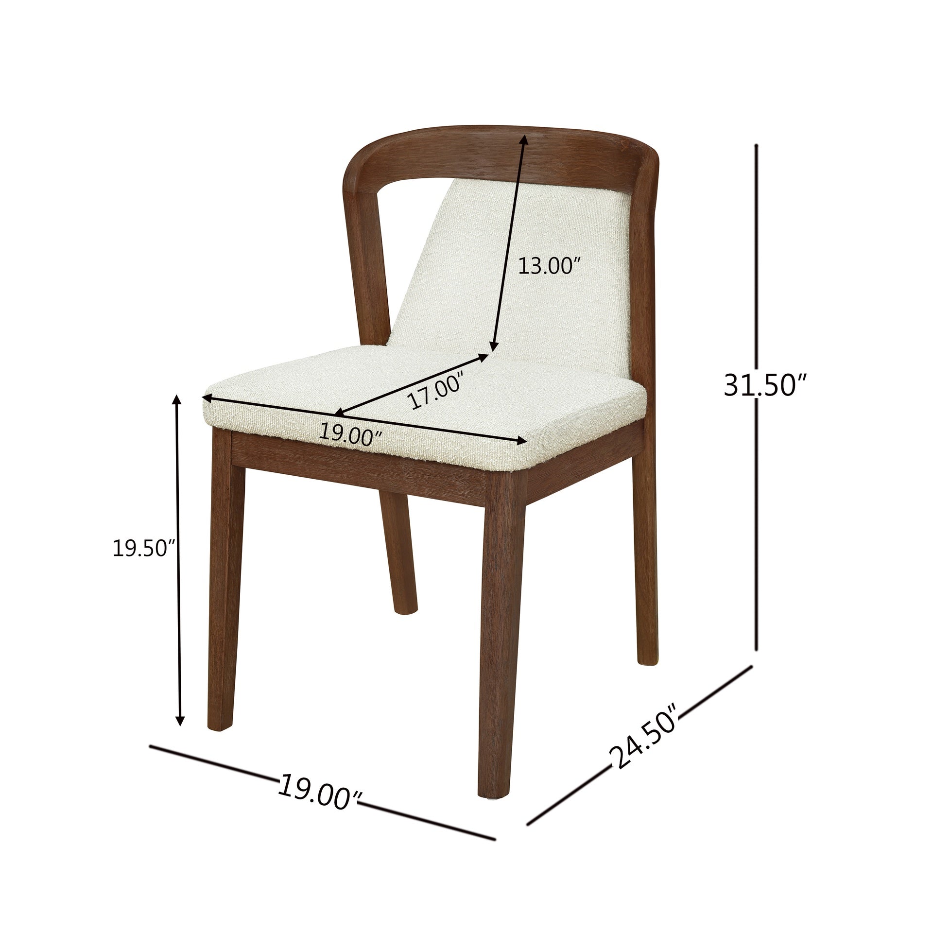 Upholstered Backrest Armless Dining Chairs (Walnut+Camel)