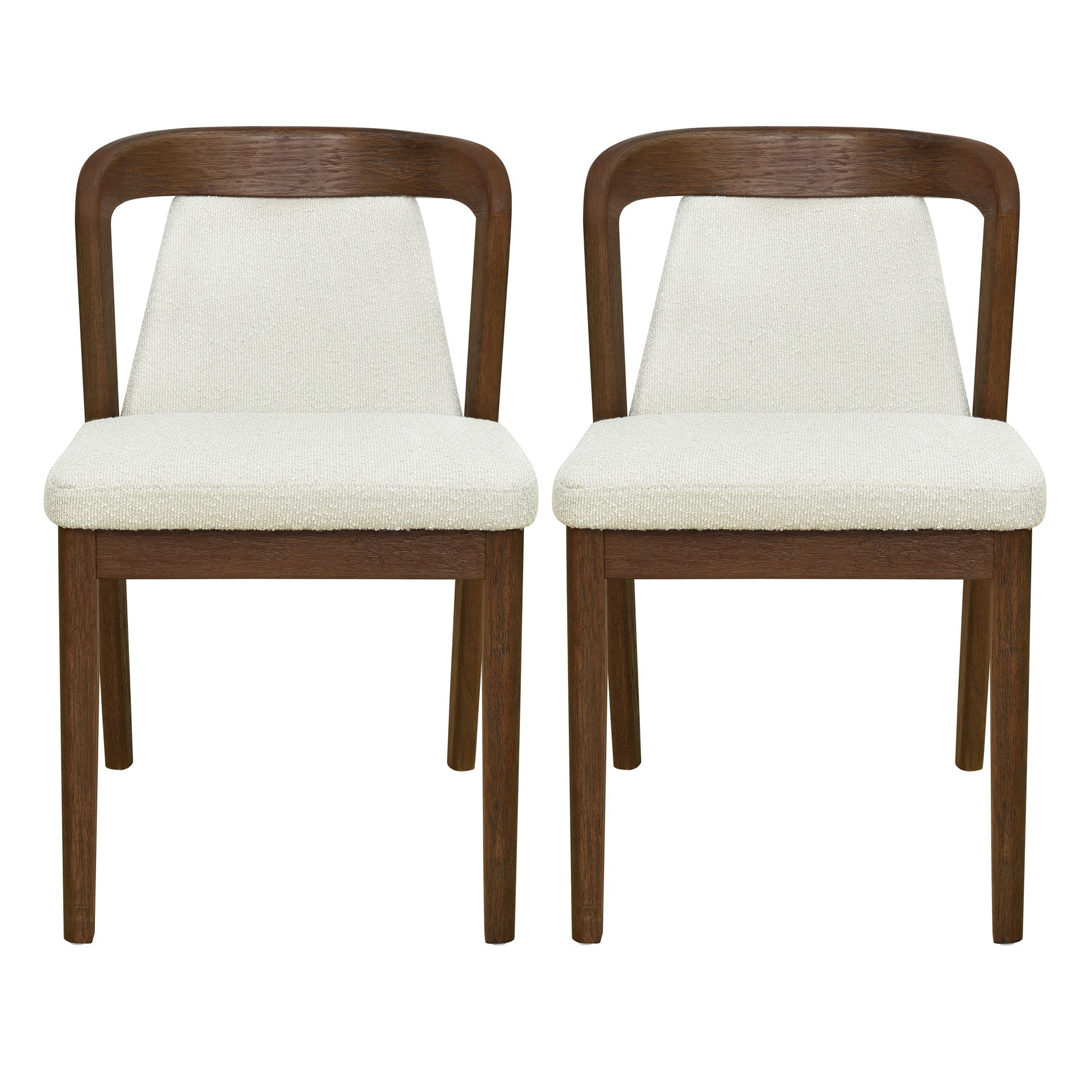 Upholstered Backrest Armless Dining Chairs (Walnut+Camel)