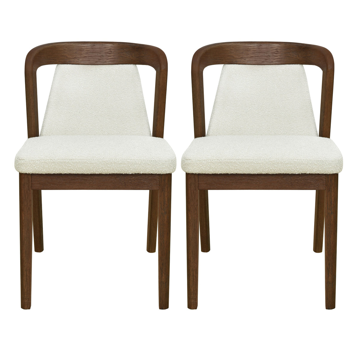 Upholstered Backrest Armless Dining Chairs (Walnut+Camel)