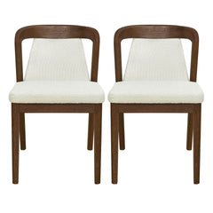 Upholstered Backrest Armless Dining Chairs (Walnut+Camel)