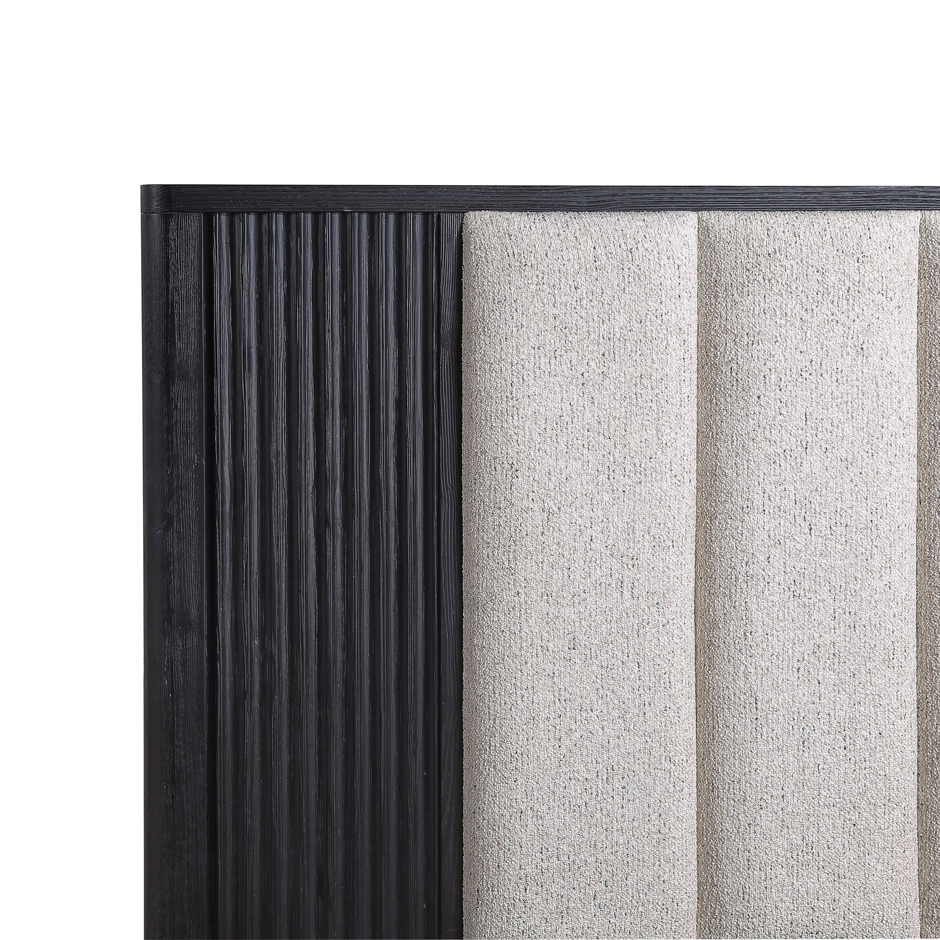 Stylish Paneled High Headboard Textured Accents Clean Lines Finish 1pc Queen Size Bed Black White