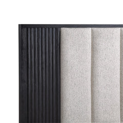 Stylish Paneled High Headboard Textured Accents Clean Lines Finish 1pc Queen Size Bed Black White
