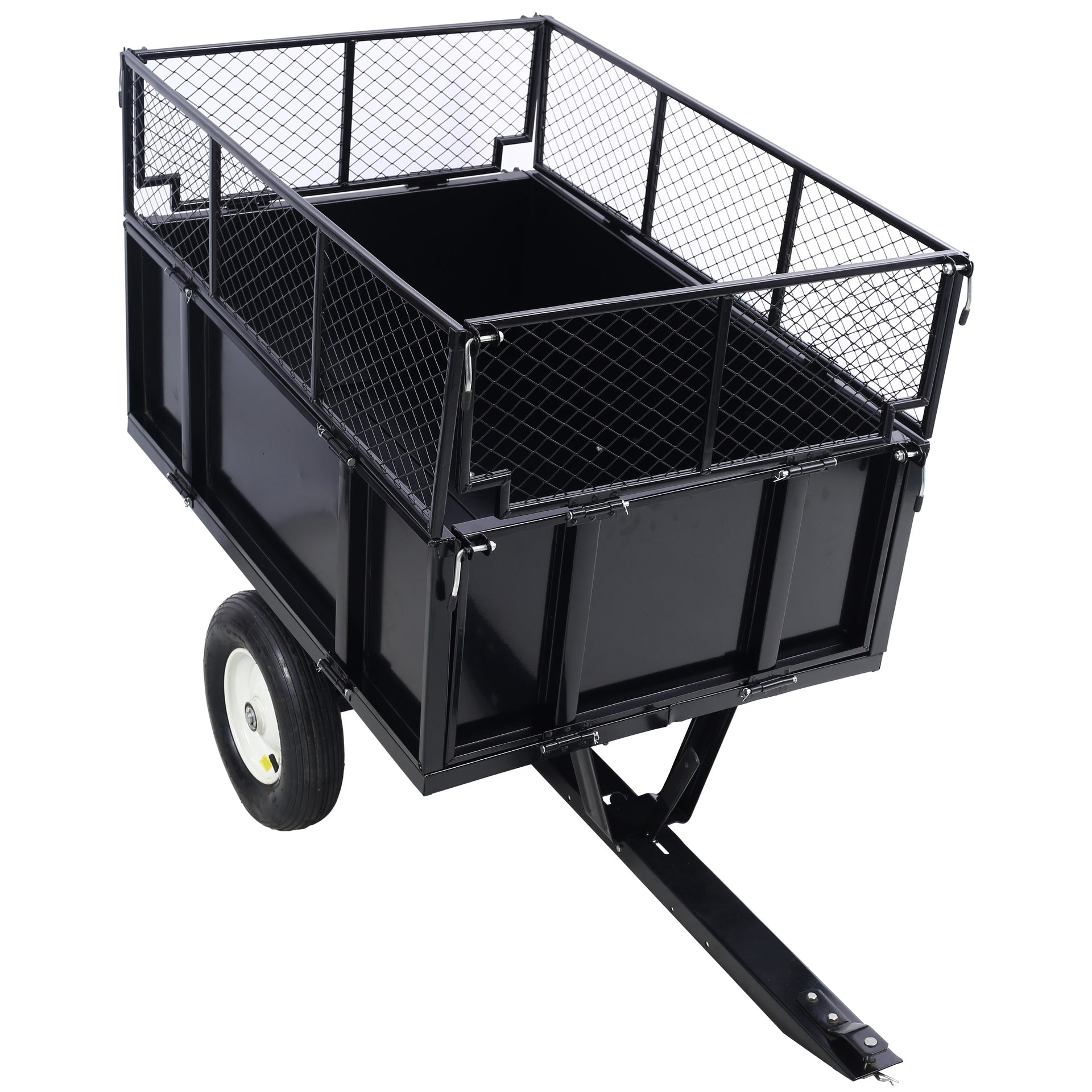ATV Trailer Steel Dump Cart, 750lbs 22 Cubic Feet Utility Trailer Lawn Garden Trailer with Heavy Duty Tow Behind Carts and Removable Sides for Tractors, ATV, UTV, Lawn Mowers