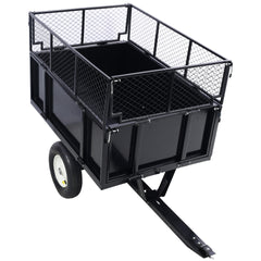 ATV Trailer Steel Dump Cart, 750lbs 22 Cubic Feet Utility Trailer Lawn Garden Trailer with Heavy Duty Tow Behind Carts and Removable Sides for Tractors, ATV, UTV, Lawn Mowers