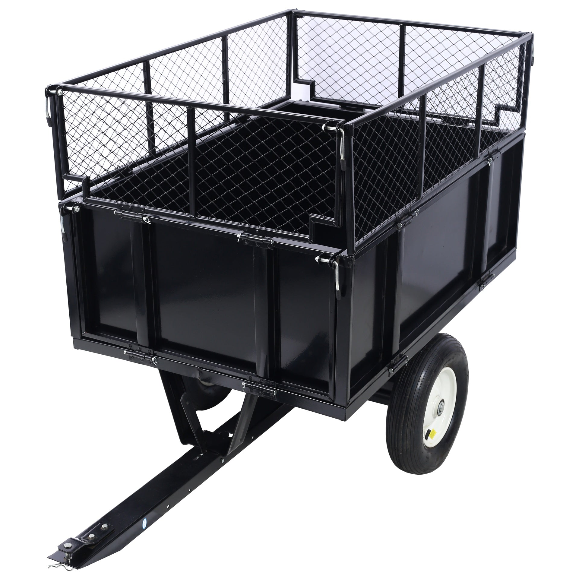 ATV Trailer Steel Dump Cart, 750lbs 22 Cubic Feet Utility Trailer Lawn Garden Trailer with Heavy Duty Tow Behind Carts and Removable Sides for Tractors, ATV, UTV, Lawn Mowers