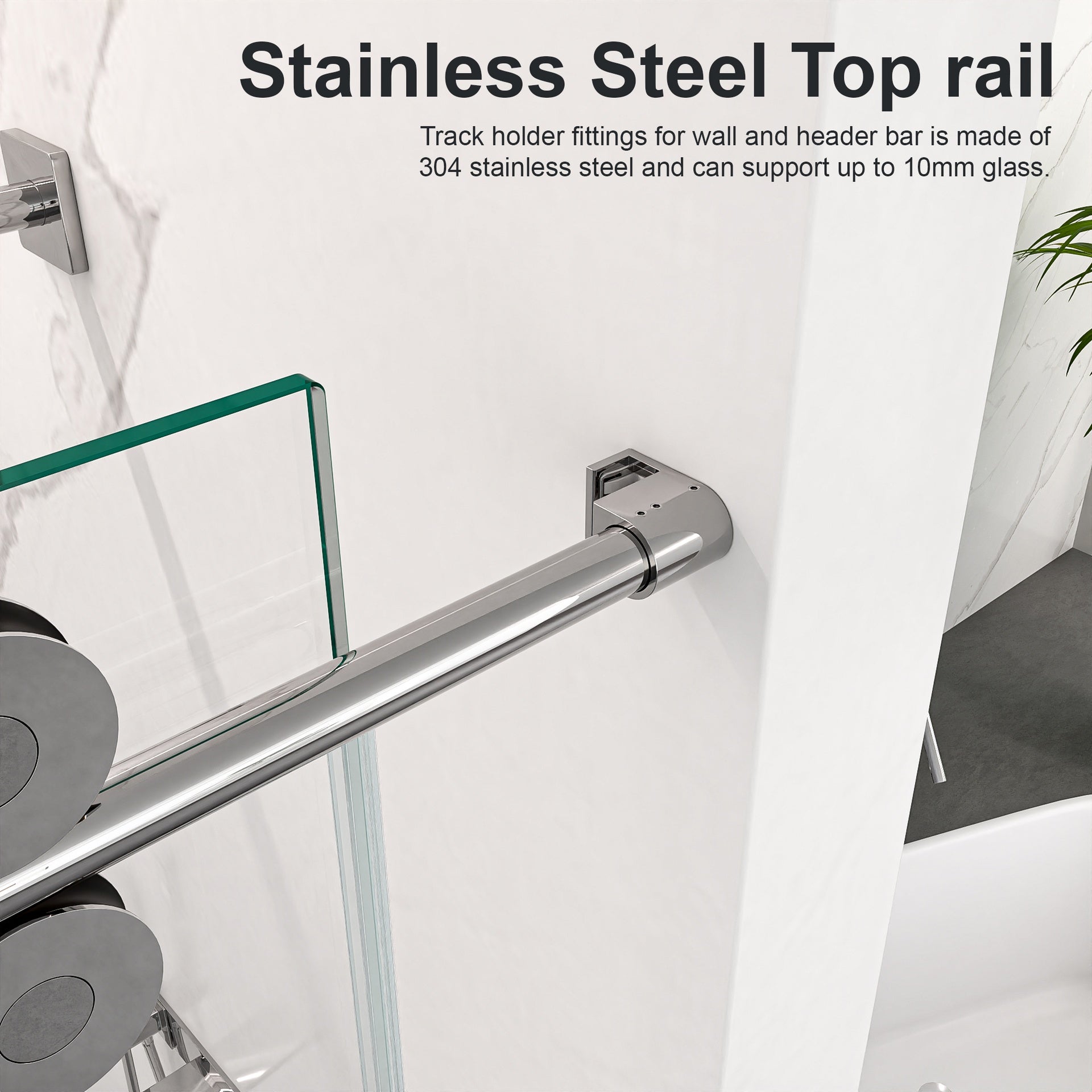 44"-48"W*76" H Frameless Single Sliding Shower Door – 5/16" (8mm) Clear Tempered Glass, Bypass Design with Chrome Finish