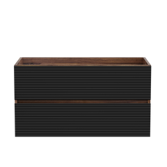 Grace 36" Walnut Bathroom Vanity with Soft Black Drawers WITHOUT Sink, Wall Mounted Floating Bathroom Cabinet for Modern Bathroom,  KD