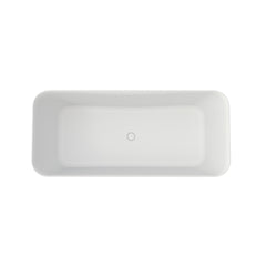 67 Inch Solid Surface Soaking Bathtub - Deep Soak Freestanding Tub