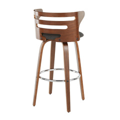 Cosini Mid-Century Modern Barstool with Swivel in Walnut and Charcoal Fabric by LumiSource - Set of 2