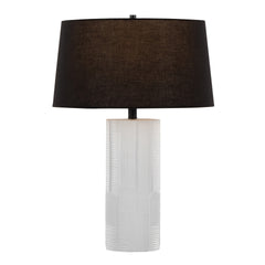 Petra 26" Contemporary Polyresin Table Lamp in Cream Polyresin and Black Metal with Black Linen Shade by LumiSource - Set of 2