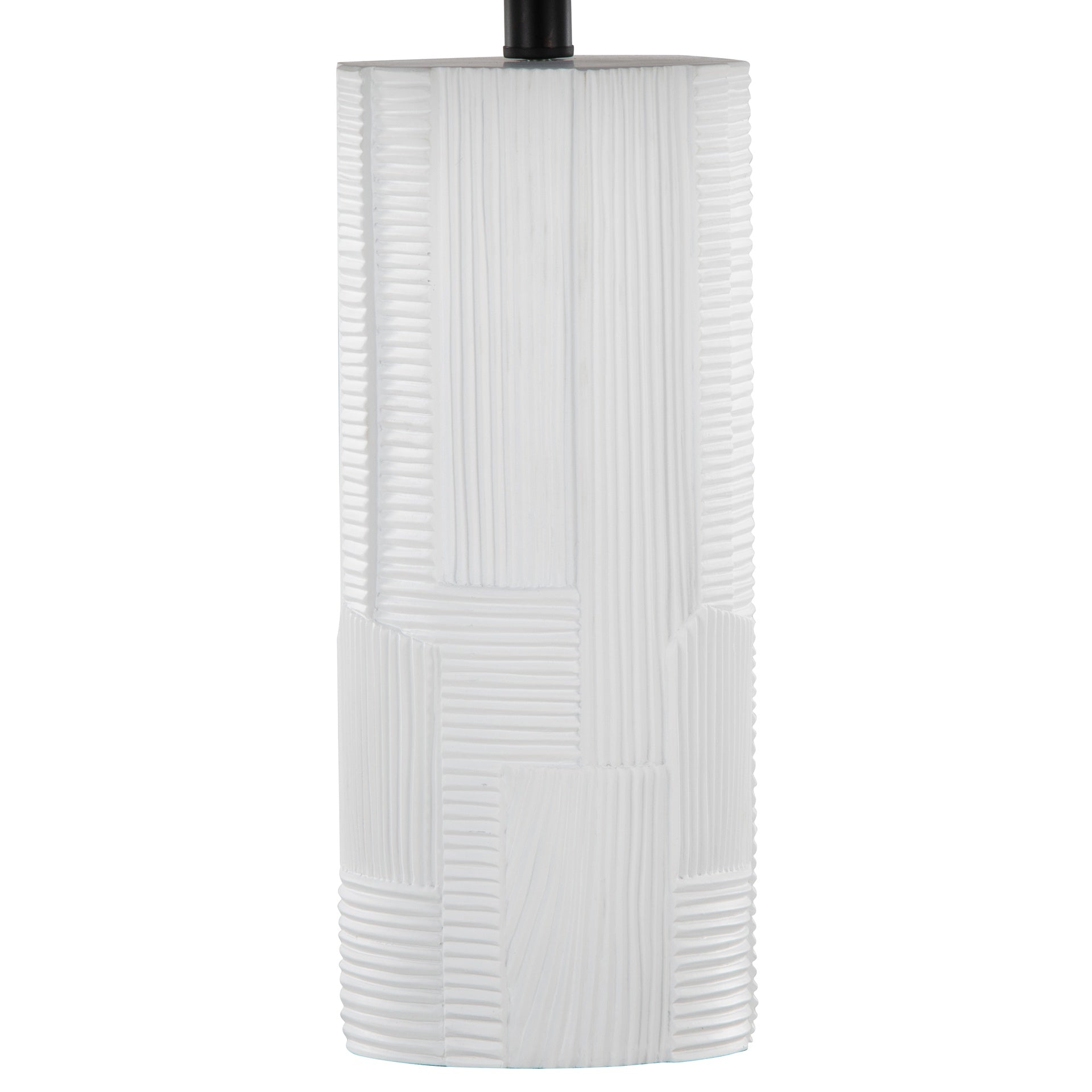 Petra 26" Contemporary Polyresin Table Lamp in Cream Polyresin and Black Metal with Black Linen Shade by LumiSource - Set of 2