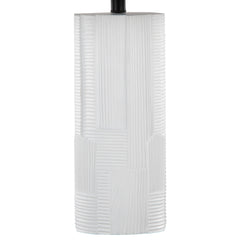Petra 26" Contemporary Polyresin Table Lamp in Cream Polyresin and Black Metal with Black Linen Shade by LumiSource - Set of 2