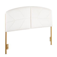 Lindsey Contemporary/Glam Queen Headboard in Gold Steel and Cream Velvet by LumiSource
