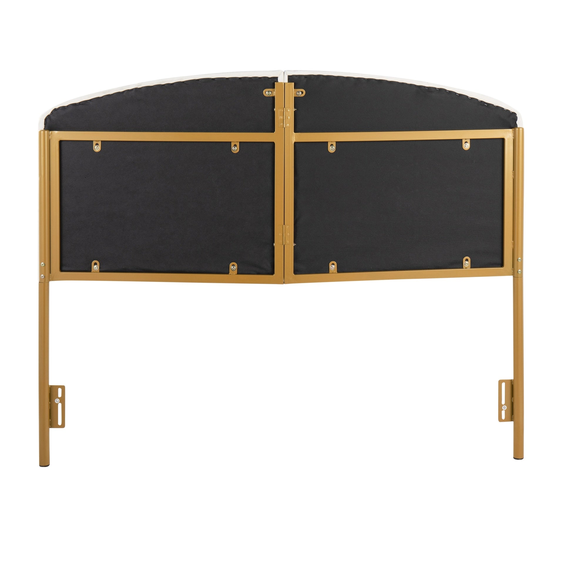 Lindsey Contemporary/Glam Queen Headboard in Gold Steel and Cream Velvet by LumiSource