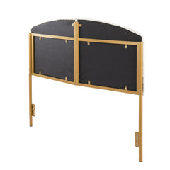 Lindsey Contemporary/Glam Queen Headboard in Gold Steel and Cream Velvet by LumiSource