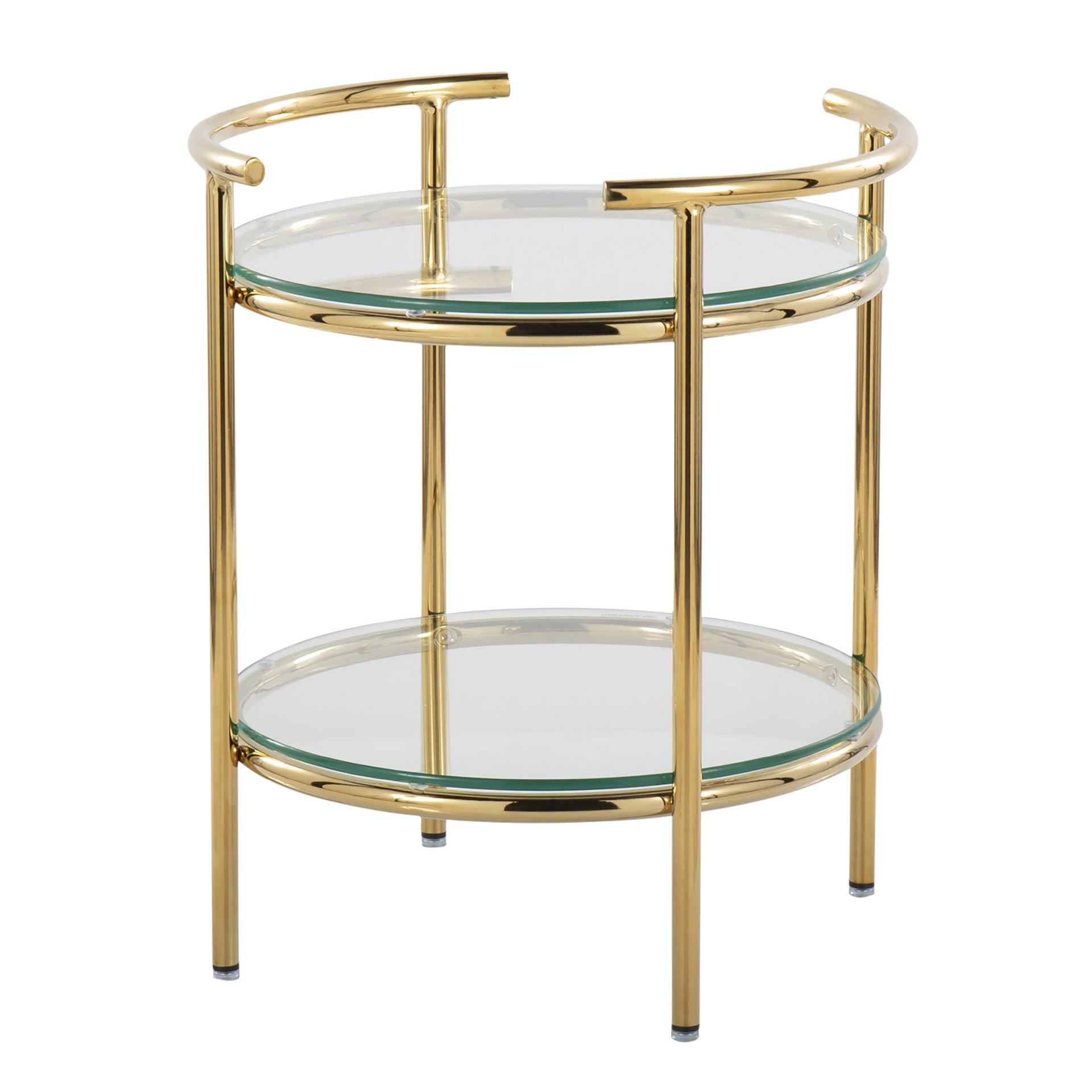 Rhonda Contemporary/Glam Side Table in Gold Metal and Clear Glass by LumiSource