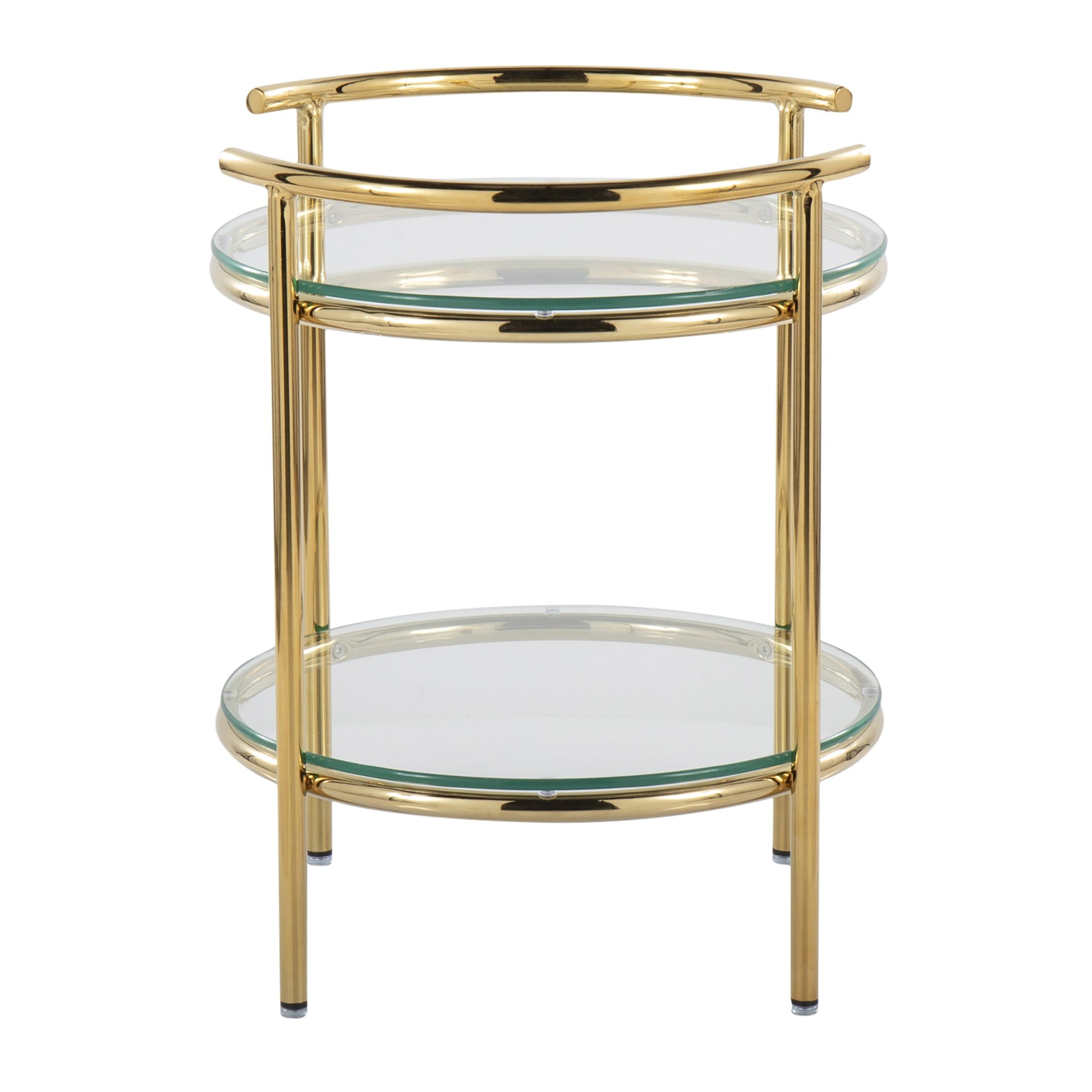 Rhonda Contemporary/Glam Side Table in Gold Metal and Clear Glass by LumiSource