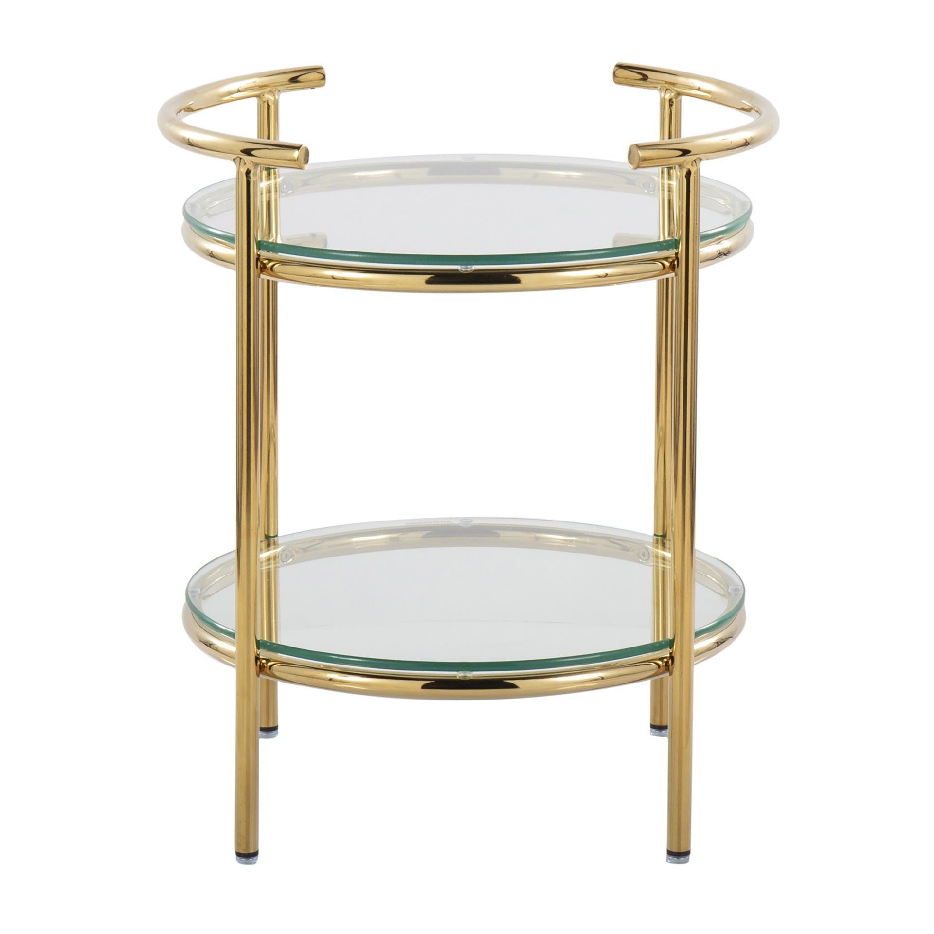 Rhonda Contemporary/Glam Side Table in Gold Metal and Clear Glass by LumiSource