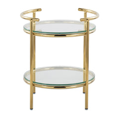 Rhonda Contemporary/Glam Side Table in Gold Metal and Clear Glass by LumiSource