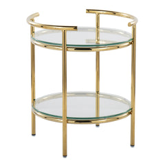 Rhonda Contemporary/Glam Side Table in Gold Metal and Clear Glass by LumiSource
