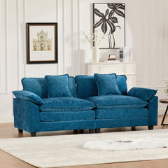 Wider Armrest LoveSeat (Ottoman is not included), Modern Sectional Couch, for Living Room Bedroom and Apartment, Comfy Double Layer Upholstered Seat Cushion, Breathable Chenille Fabric, Blue,SW5042BL