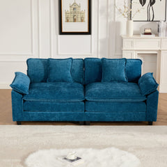 Wider Armrest LoveSeat (Ottoman is not included), Modern Sectional Couch, for Living Room Bedroom and Apartment, Comfy Double Layer Upholstered Seat Cushion, Breathable Chenille Fabric, Blue,SW5042BL