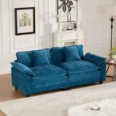 Wider Armrest LoveSeat (Ottoman is not included), Modern Sectional Couch, for Living Room Bedroom and Apartment, Comfy Double Layer Upholstered Seat Cushion, Breathable Chenille Fabric, Blue,SW5042BL