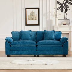 Wider Armrest LoveSeat (Ottoman is not included), Modern Sectional Couch, for Living Room Bedroom and Apartment, Comfy Double Layer Upholstered Seat Cushion, Breathable Chenille Fabric, Blue,SW5042BL