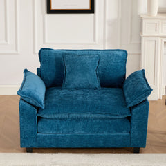 Cloud Sofa Single Seat (Ottoman is not included), Modern Sectional Couch, for Living Room Bedroom and Apartment, Comfy Double Layer Upholstered Seat Cushion, Breathable Chenille Fabric, Blue,SW5041BL