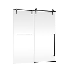 44"-48" W x 76" H Frameless Sliding Shower Door, Matte Black Shower Screen, 5/16" (8mm) Clear Tempered Glass With Explosion-proof Film