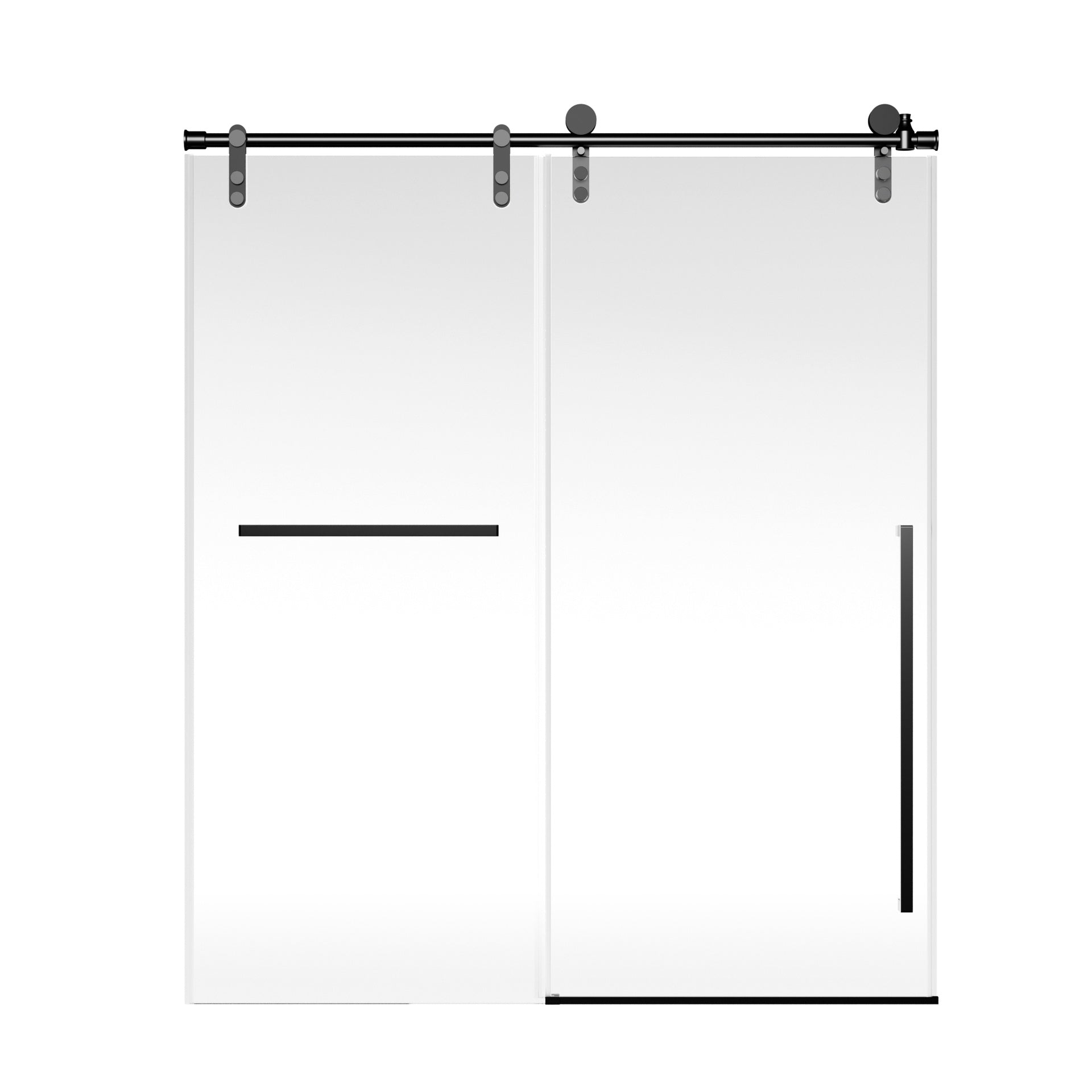 44"-48" W x 76" H Frameless Sliding Shower Door, Matte Black Shower Screen, 5/16" (8mm) Clear Tempered Glass With Explosion-proof Film