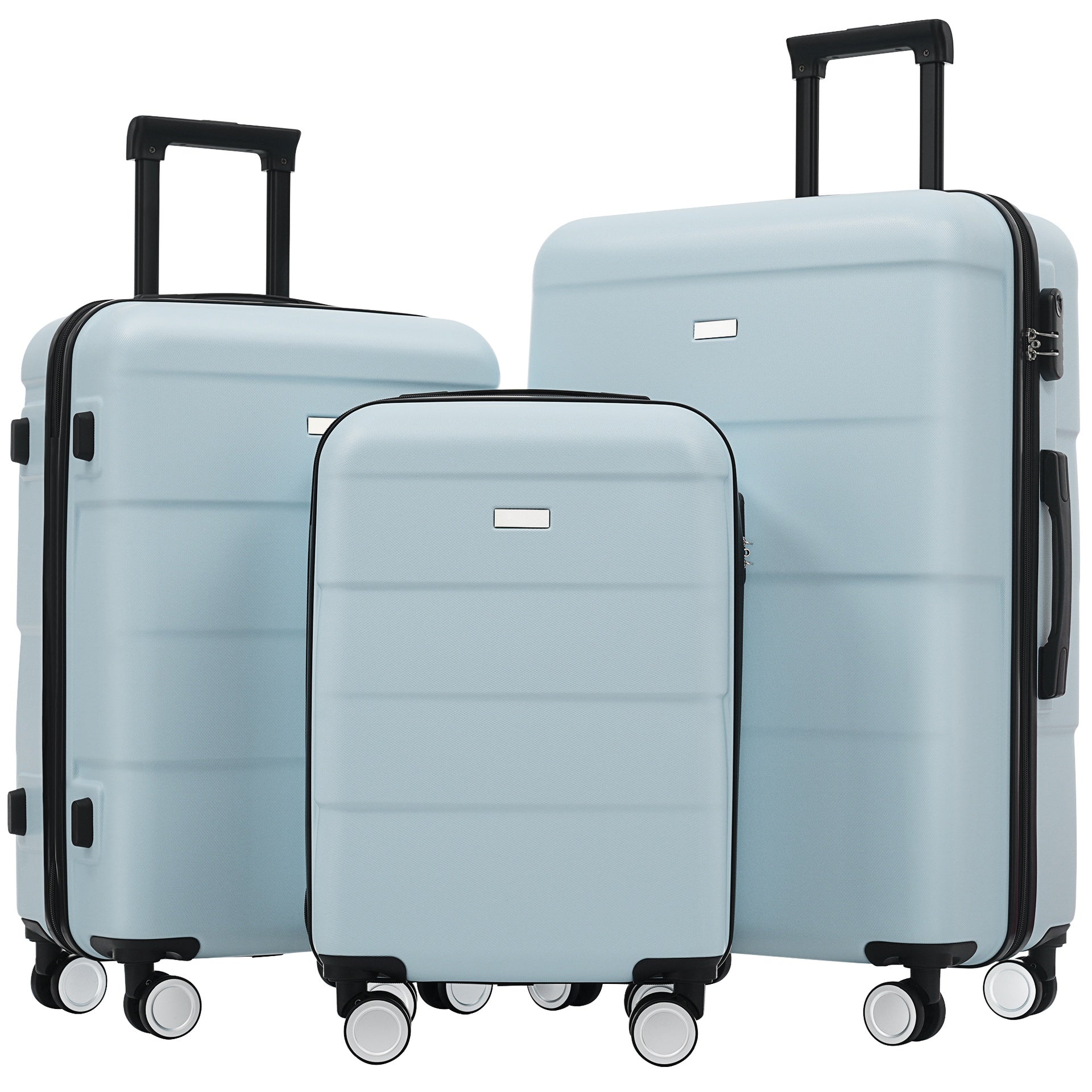 Hardshell Luggage Sets 3 Piece Double Spinner Wheels Suitcase with Handle Password Lock, Lightweight 20"+24"+28" Luggages