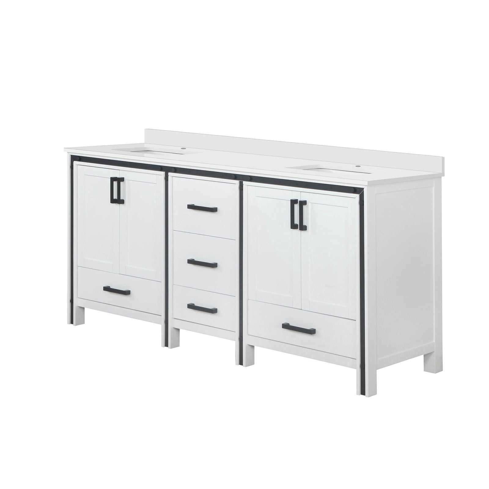White Double Bath Vanity 72 in. W x 22 in. D, with Cultured Marble Top