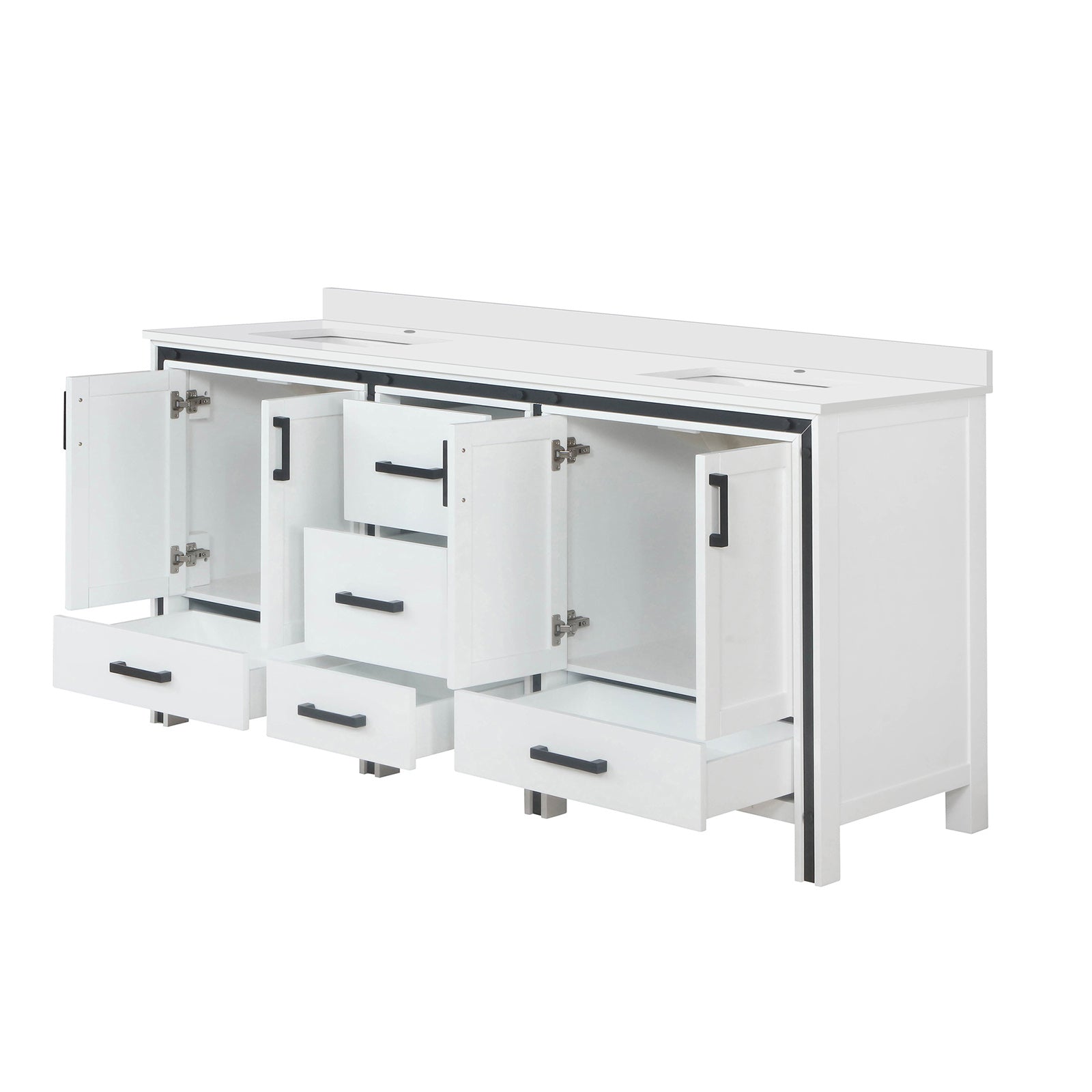 White Double Bath Vanity 72 in. W x 22 in. D, with Cultured Marble Top